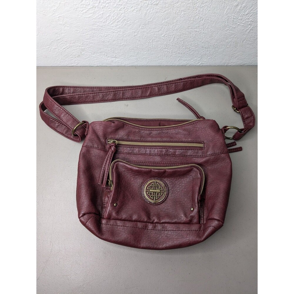 Stone & Co. Burgundy Crossbody Bag Gold‎ Zipper Pockets Shoulder Handbag